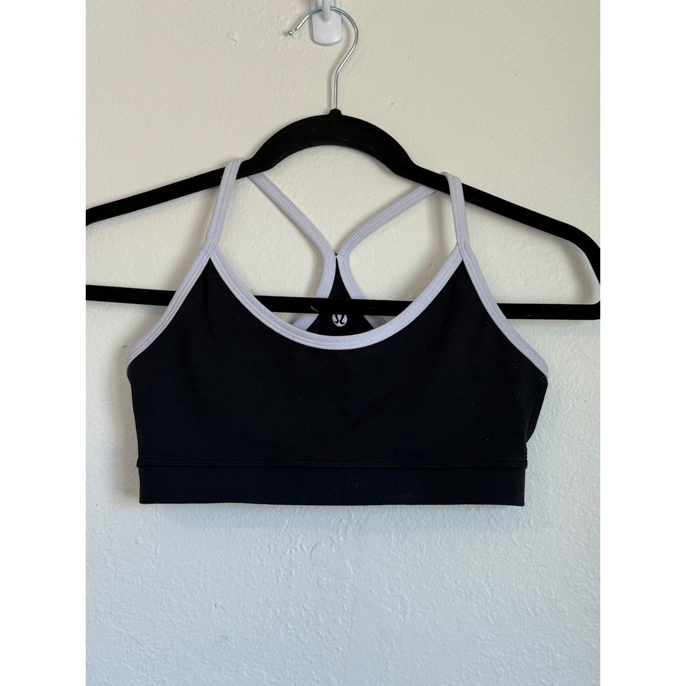Lululemon Flow Y Bra Black White Racerback Yoga Sports Bra